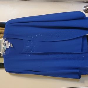 3 piece 2XL evening wear- blue tank, sheer jacket and pants